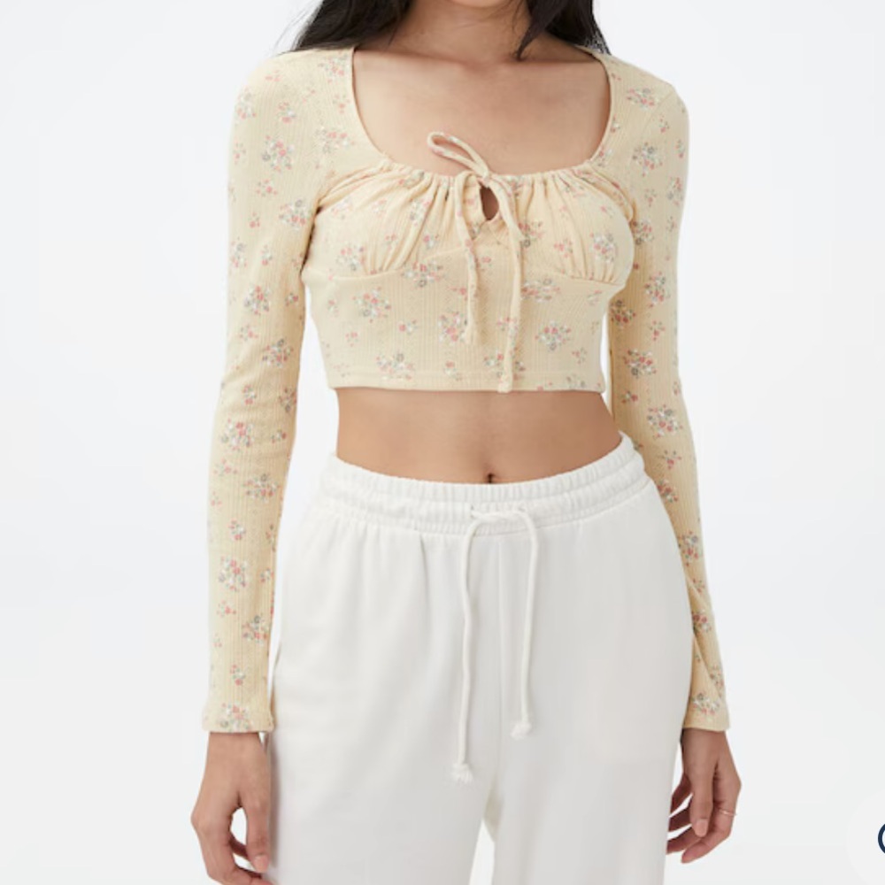 Aeropostale Crop Top Long Sleeve Shirt  NEW Women’s Large Floral Y2K Fairycore